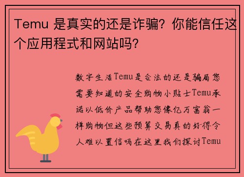 Temu 是真实的还是诈骗？你能信任这个应用程式和网站吗？